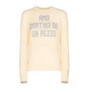 Ivory Sweater med Frontbroderi