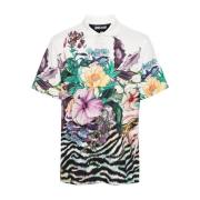 Blomster- og dyreprint poloshirt