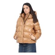 Beige Glane Kvinders Puffer Jakke