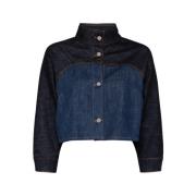 To-farvet denimjakke