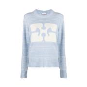 Grafisk Butterfly Pullover Crew Neck