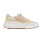 Brun Sneakers Blossom Beige Ko Skind Ruskind