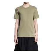 Khaki Crewneck T-shirt med Frontlogo