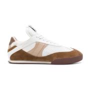 Paneleret Læder Sneakers Hvid/Brun