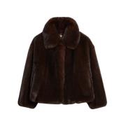 Brun Faux Fur Oversized Jakke