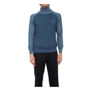 Raglan Ærmer Blå Turtleneck Sweater