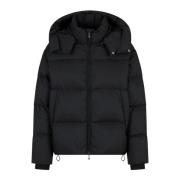 Sort Logo Jacquard Puffer Frakke