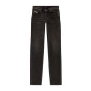 Sort Bomuld Blandet Vasket Denim Jeans