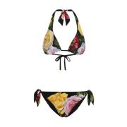 Peonies Print Bikini Sæt med Pung