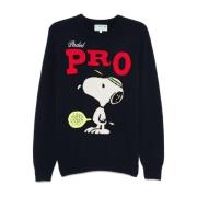 Blå Sweater med Snoopy Broderi