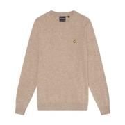 Taupe Lambswool Blend Crew Neck Sweater