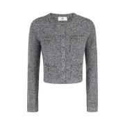 Grå Bouclé Langærmet Cardigan