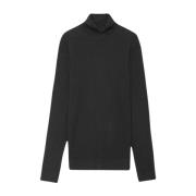 Klassisk Ribstrikket Turtleneck Sort