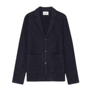 Merino Uld Navy Blue Blazer Jakke