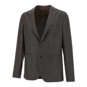 Uld Blazer Brun Jakke Slim Fit