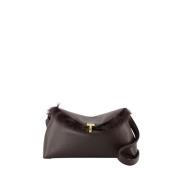 Shearling T-Lock Clutch - Brun