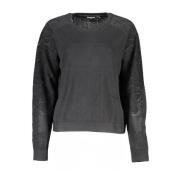 Sort Crew Neck Sweater med Logo