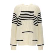 Stribet uldblandings sweater