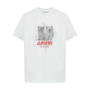 Blå Grafisk Print Crew Neck T-shirt