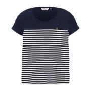 Stribet Casual T-shirt med Broderi