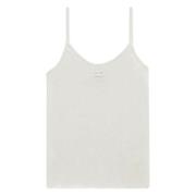 Hvid Strik Tank Top med AC Logo