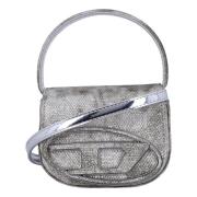 Glitter stof crossbody taske med D metal plade