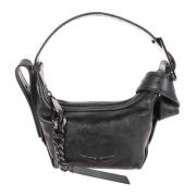 Sort læder konvertibel crossbody taske