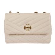 Quiltet læder Chevron Crossbody taske