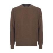 Strikket Ribbet Crewneck Sweater Brun