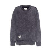 Lilla Acid Wash Sweatshirt med Crew Neck