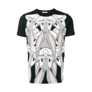 Sort Bomuld Kanin Print T-shirt