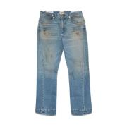 Indigo Denim Jeans med Whiskering Effekt