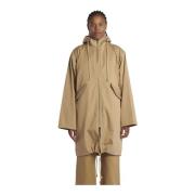 Beige Parka med Polstret Indvendig