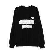 Sort Sweatshirt med Crew Neck og Drop Shoulder