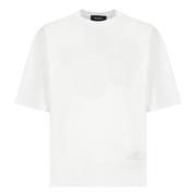 Hvid Bomulds T-shirt med Logo