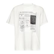 Avis Print Hvid Bomuld T-shirt