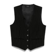 Sort Pinstripe Vest