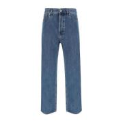 Læder Patch Straight-Leg Bomuld Jeans