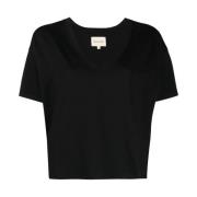 Sort V-hals T-shirt