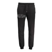 Sporty Herre Sort Sweatpants med Broderi