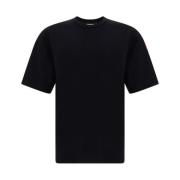 Monokrom Bomulds T-shirt med Ribbet Crew Neck