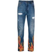 Forbrændt F-Print Straight-Leg Jeans