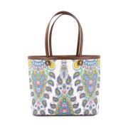 Paisley Floral Shopping Bag med læderkant