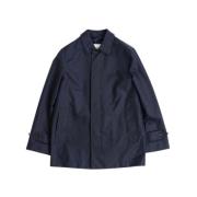 Navy Blue Gabardine Trench Jacket