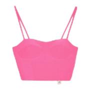 Pink Bustier Top med Metal Logo