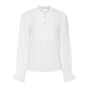 Romantisk Off-White Bluse med Flæser