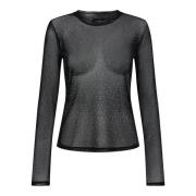 Glitter Mesh Langærmet T-shirt