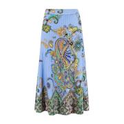 Blomstret Paisley Plisseret Midi Nederdel