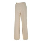 Ivory Stretch Crepe Wide Leg Trousers