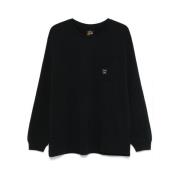 Sort Crew Neck Sweater med Lomme